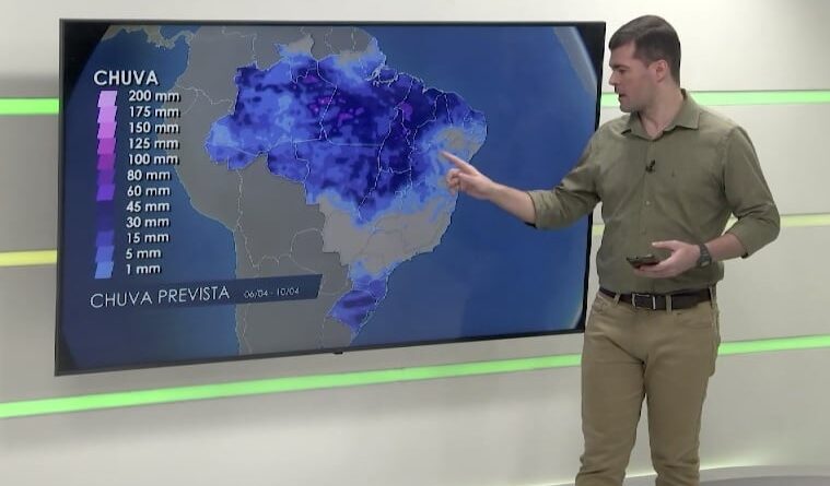 previsão do tempo e áreas de soja com chuva